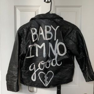 Custom real leather vintage cropped jacket